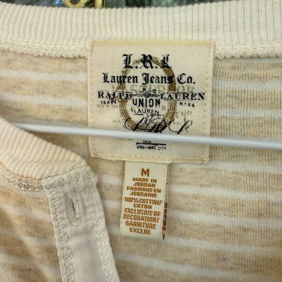 Ralph Lauren Jean Co.  Striped Beige Short Sleeve Top - M - Great Condition - Picture 7 of 7